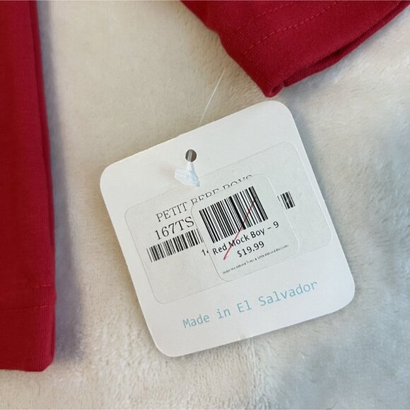 Petit Bebe Mock Neck Shirt Baby Boys Dark Red Long Sleeve Cotton Pullover Sz 9M - Picture 5 of 11